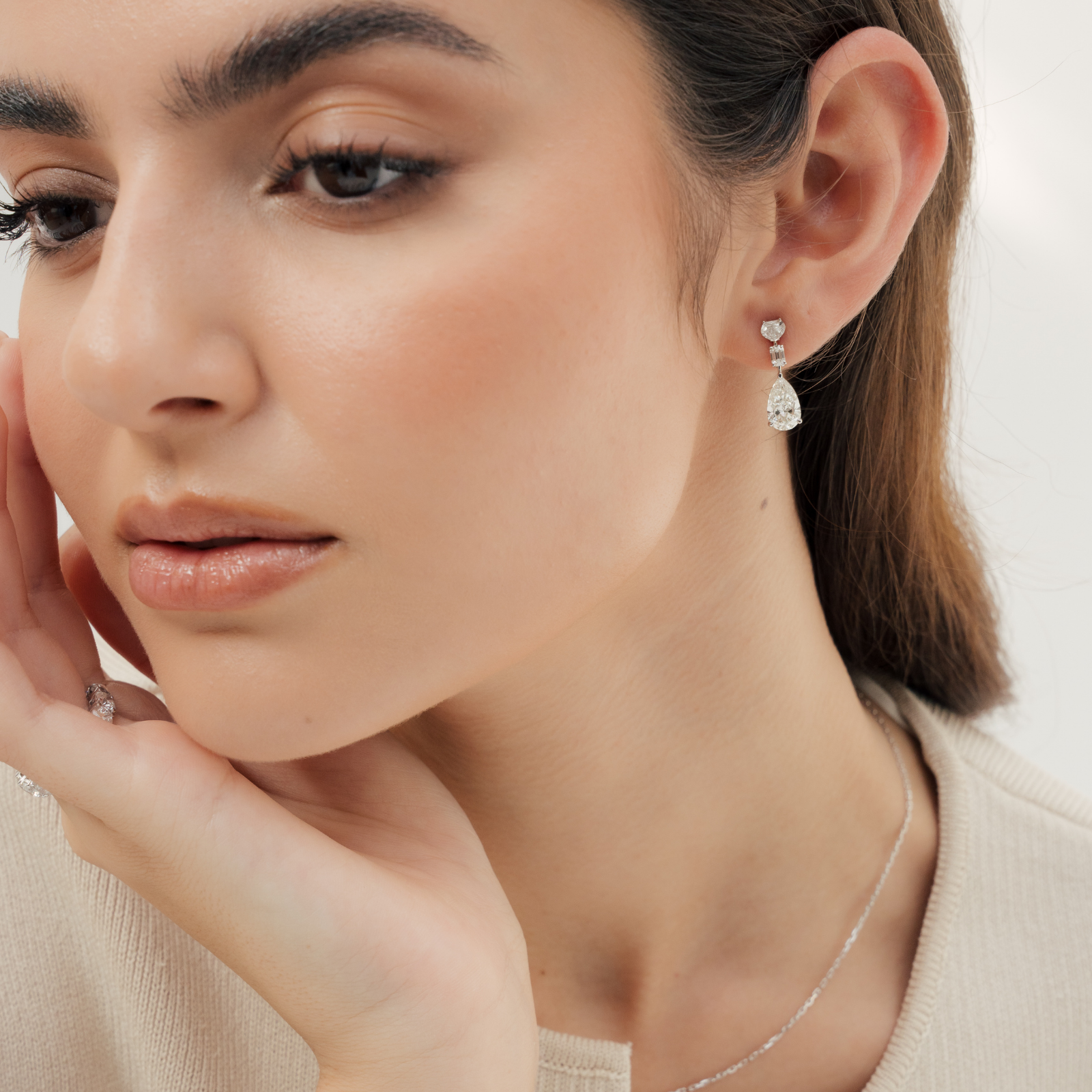 Pear Line Drop Earrings