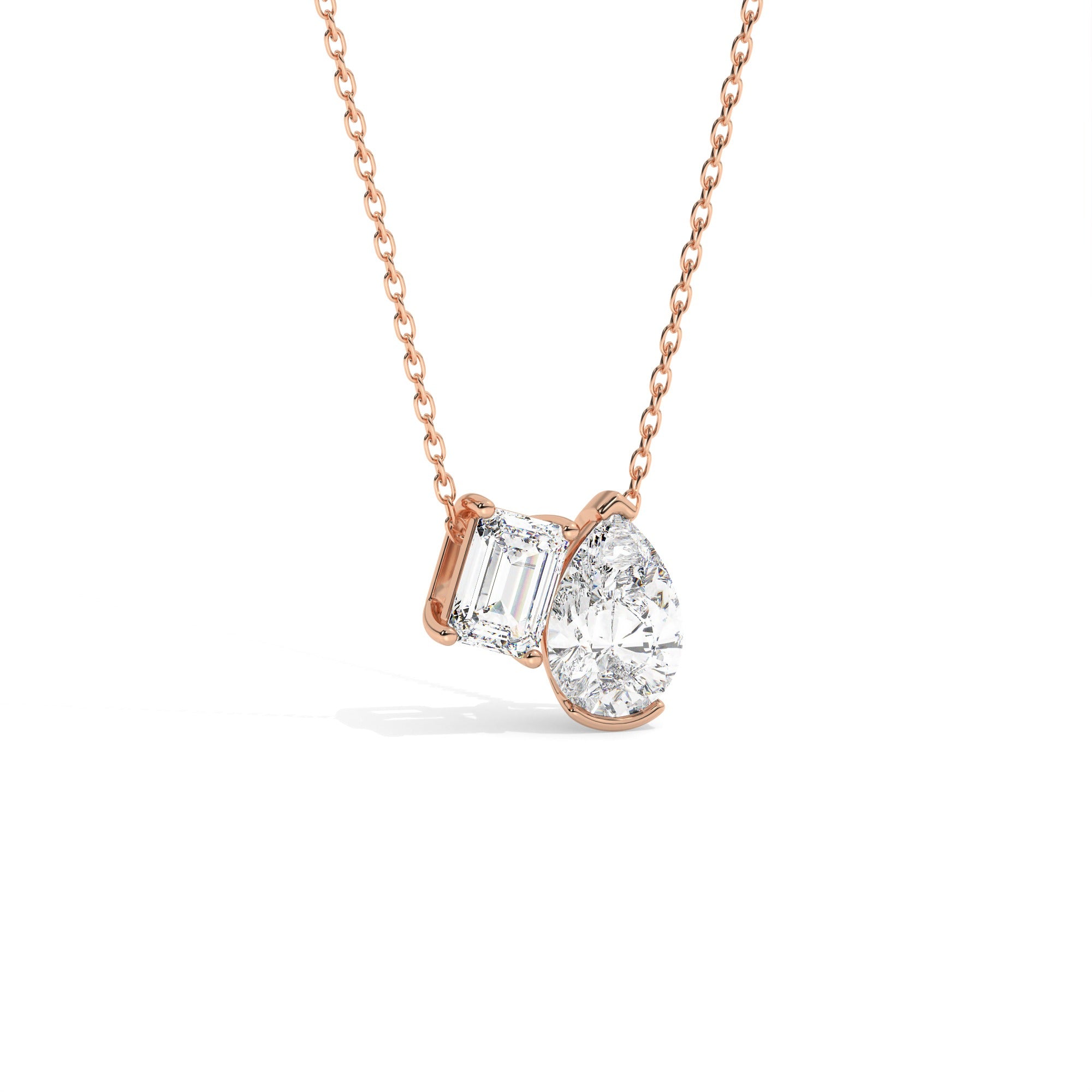 Toi Et Moi Pendant Necklace - Rose Gold#Metal Colour_Rose Gold