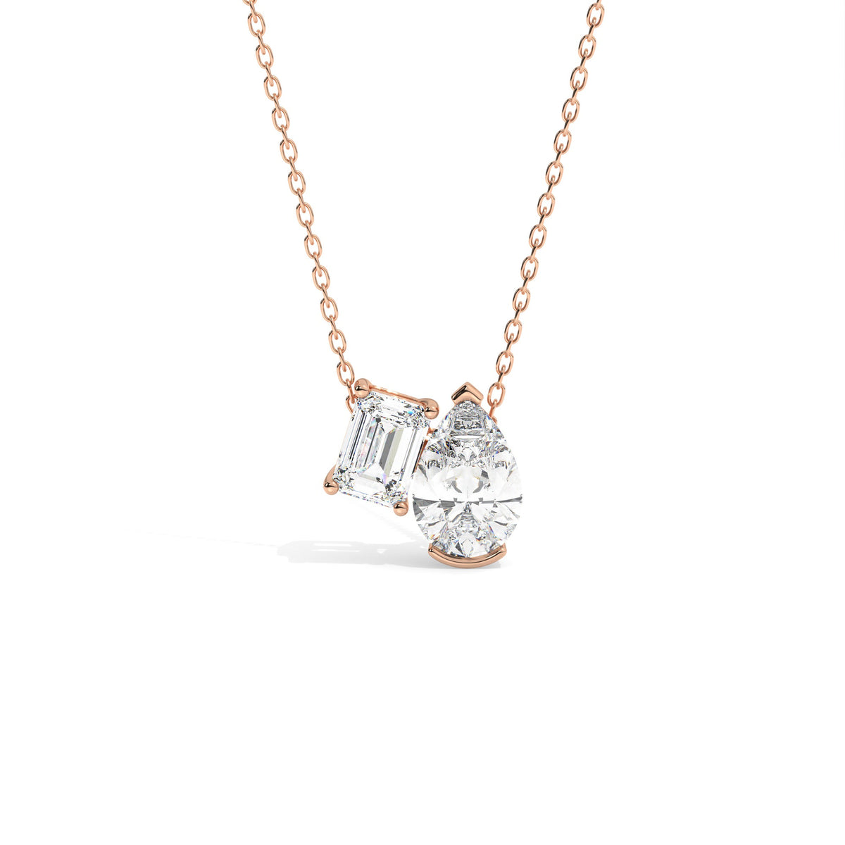 Toi Et Moi Pendant Necklace - Rose Gold#Metal Colour_Rose Gold