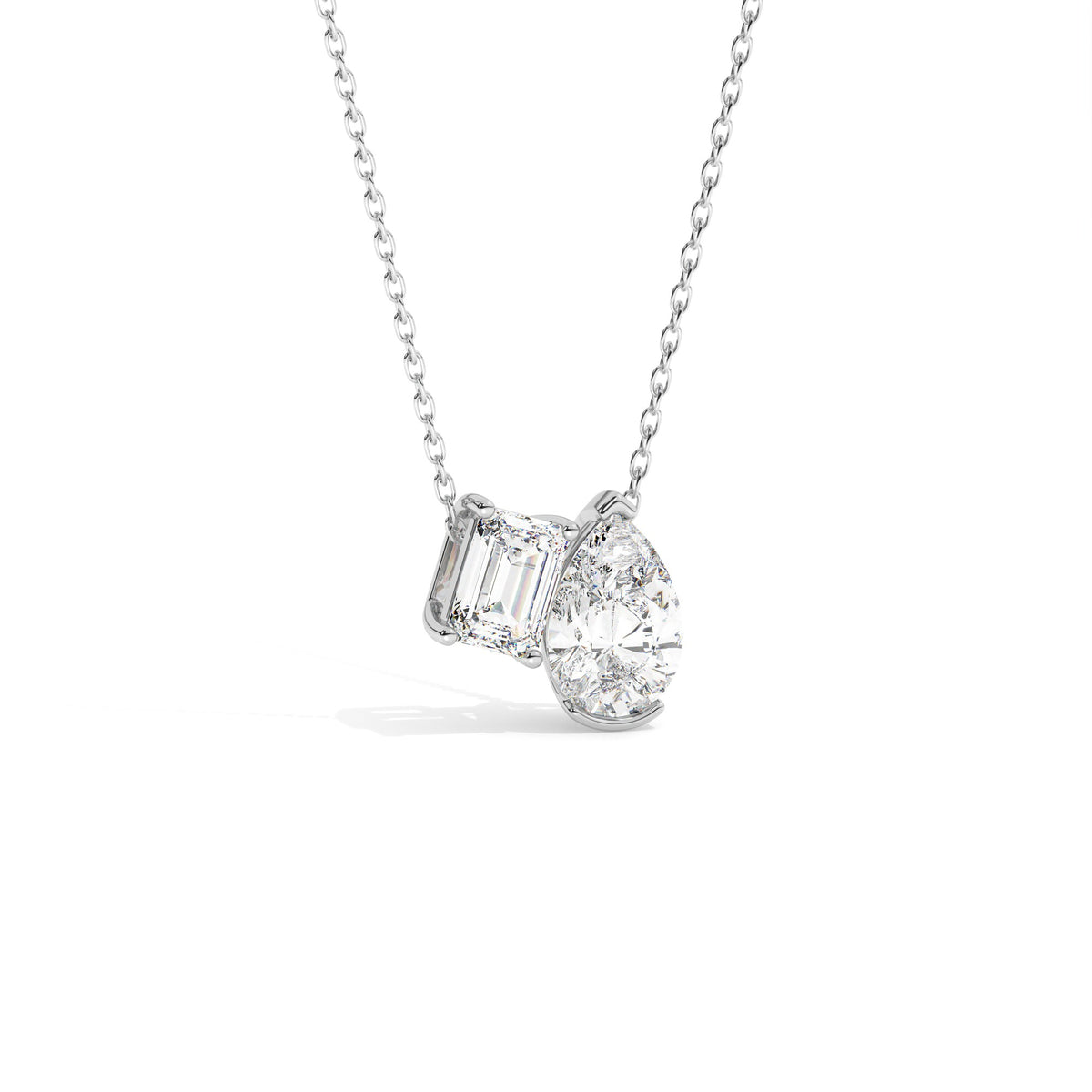 Toi Et Moi Pendant Necklace - White Gold#Metal Colour_White Gold