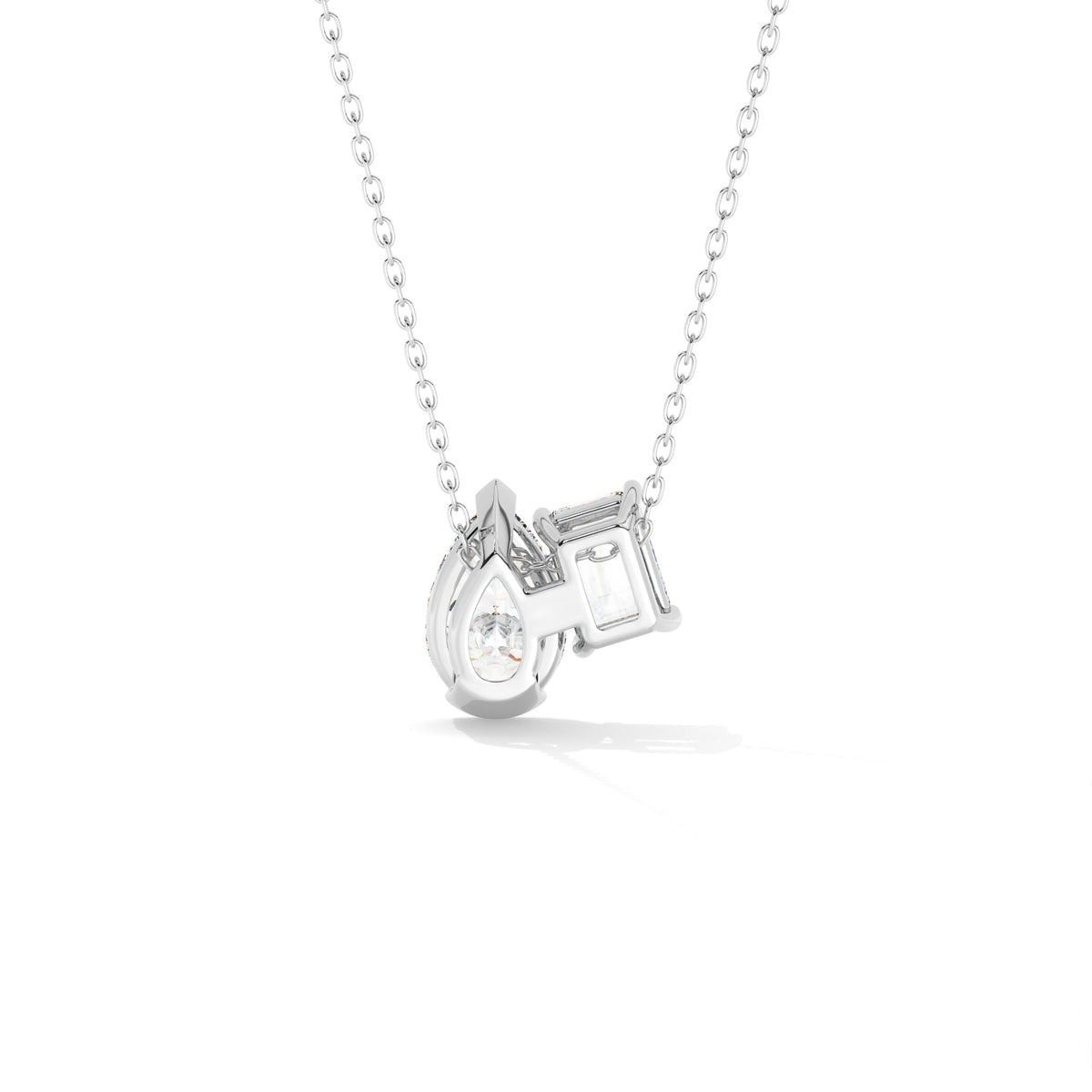 Toi Et Moi Pendant Necklace - White Gold#Metal Colour_White Gold